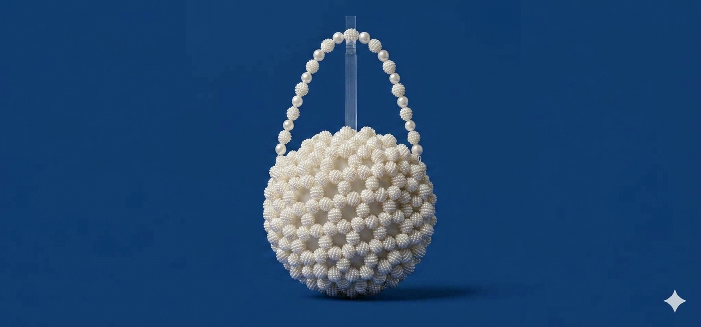 Full moon strawberry beaded bag