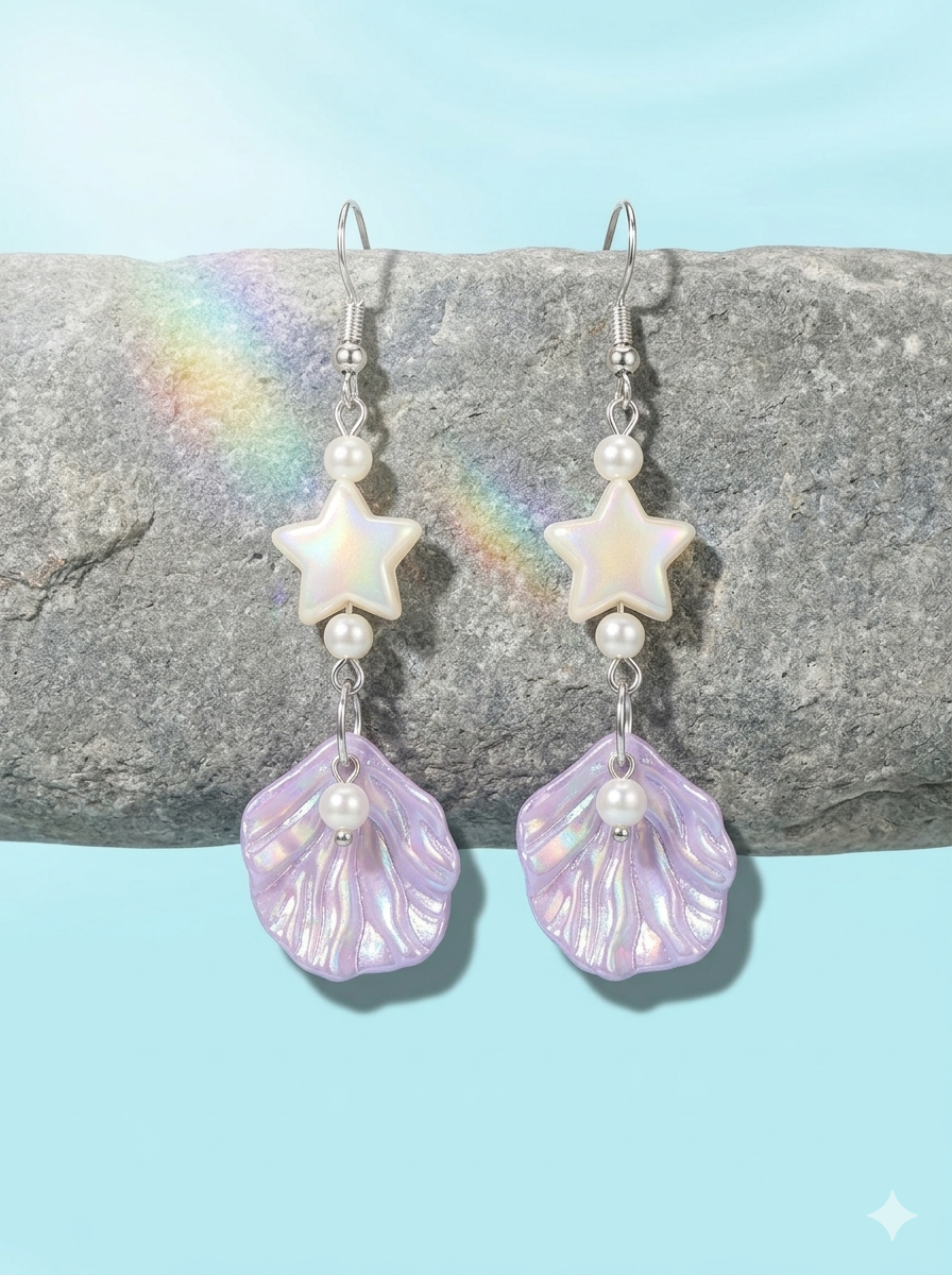 Starlit Mermaid Shell Drops"