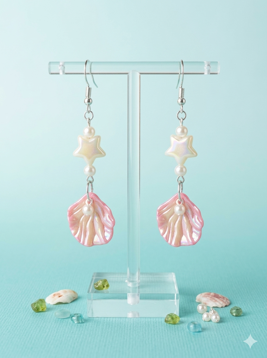 Starlit Mermaid Shell Drops"