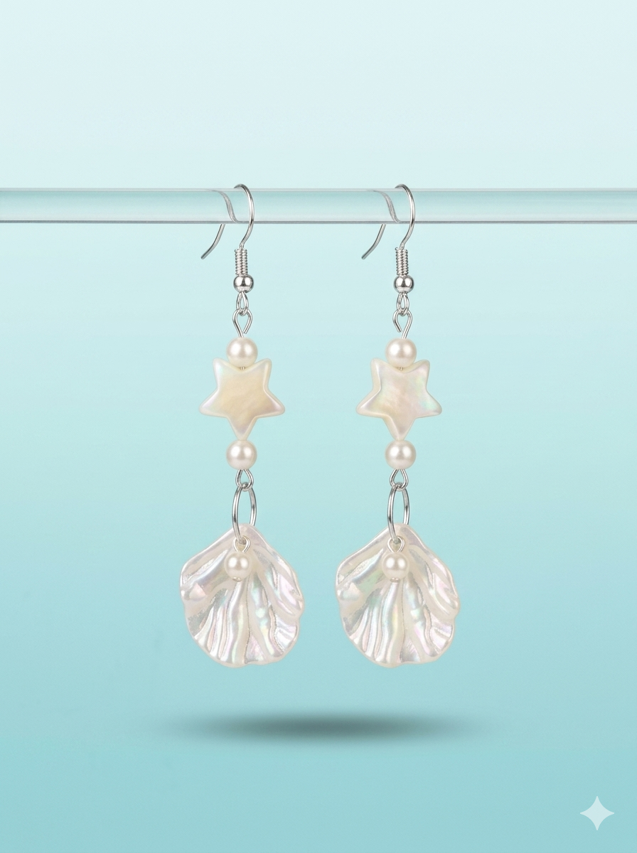 Starlit Mermaid Shell Drops"
