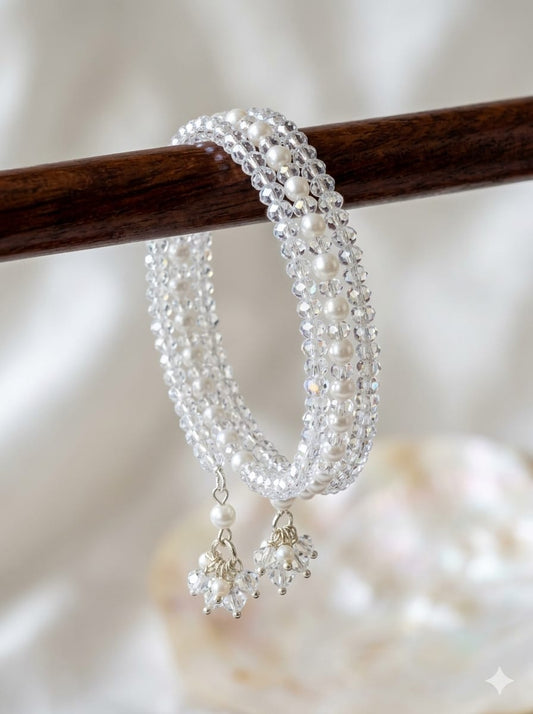 Crystal Pearl Cascade Cuff